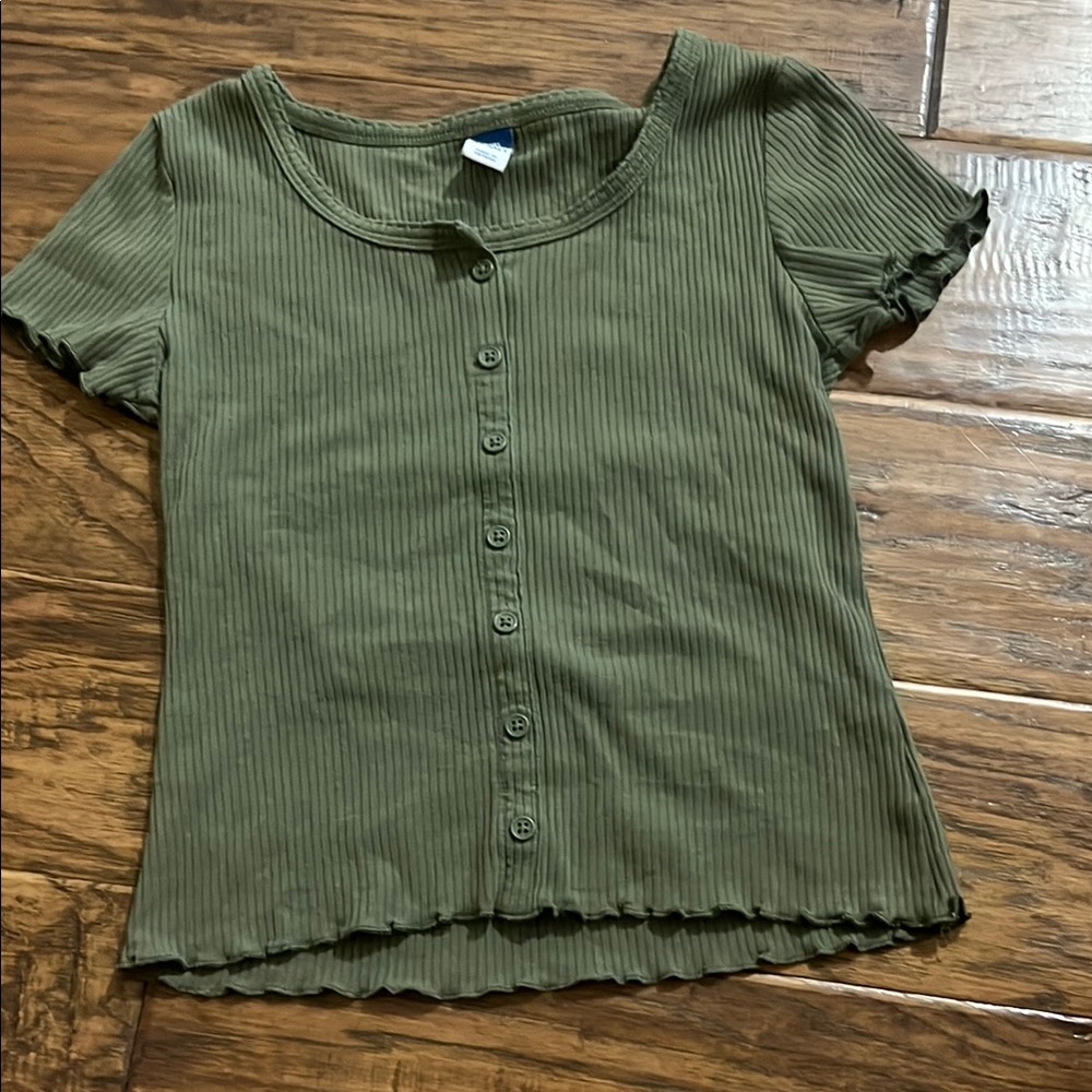 Old Navy Olive Ribbed Knit Top